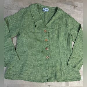 Flax green Linen Cardigan blazer jacket